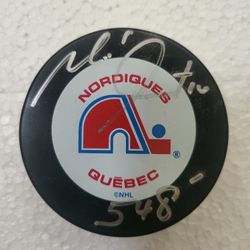 Michel Goulet signed puck