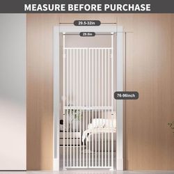 Adjustable Tall Cat Gate Pet Gate for 25.6''-40.6'' Wide No Pressure Mounted