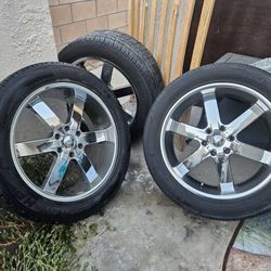 Set Of 4 Chrome Rims 22.  With Tires 
