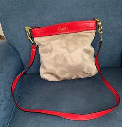 Coach cream, red, signature C purse