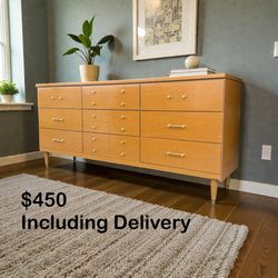 Vintage Mid Century Modern 9-Drawer Dresser – Free Delivery 20 Miles