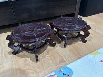 2 Pcs 4 to 12 in Wooden Plant Stands Indoor Chinese Oriental Plant Stand for Vase Fishbowl Flower Pot Lamp Redwood Base Vintage Display Rack Decor(6 I