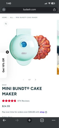 Dash Mini Bundt Cake Maker – Aqua