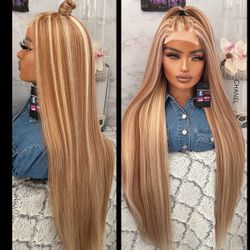 Human Hair Blended Lace Front Wig 