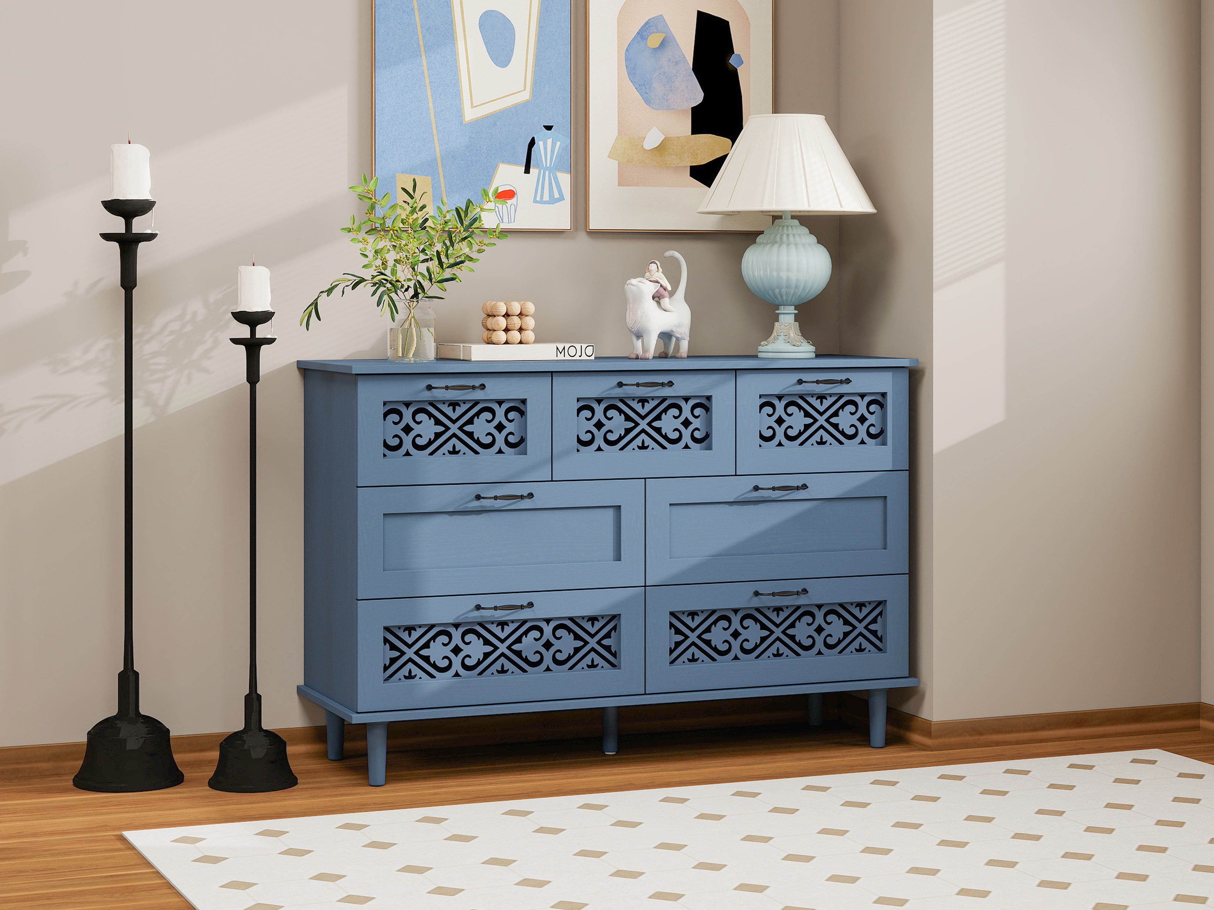 7 Drawer Cabinet, American Furniture, Suitable for Bedroom, Living Room, Study