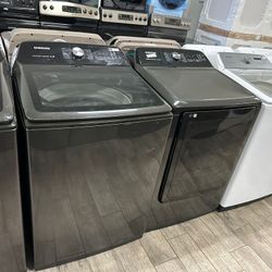 Samsung black washer and dryer set electric MEGA capacity with warranty