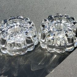 Set Princess House Crystal Ribbed Candlestick Candle Holders 438 glass heavy