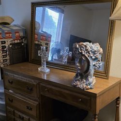 Wood Desk with 4 Drawers – Vanity or Makeup Table