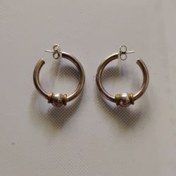 Sterling Silver And Gold Hoop Earrings 