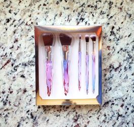 5pcs crystal clear handle makeup brush set with gift box