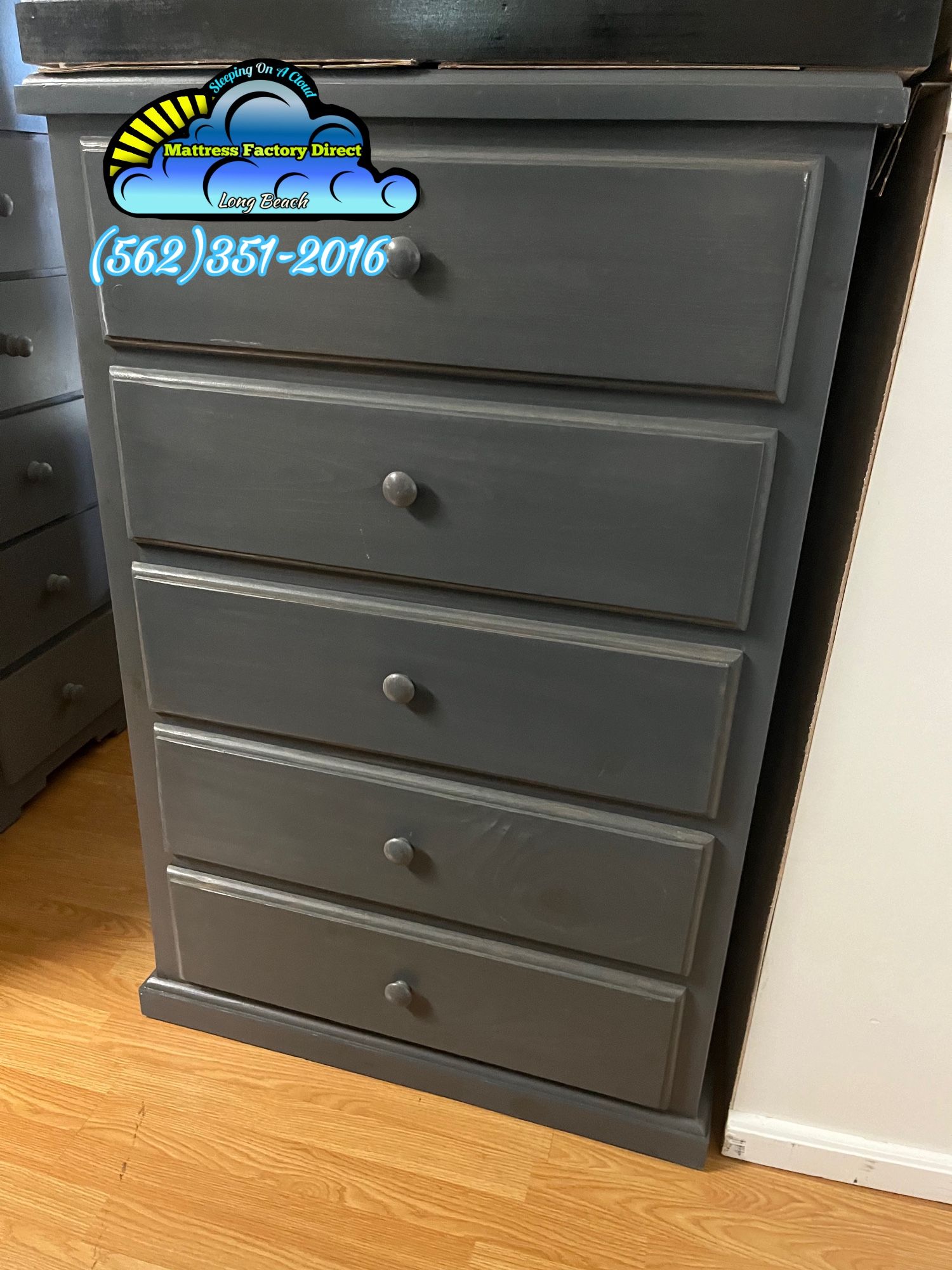 Five Drawer Grey Dresser Pinewood Chest Cajonera Comoda