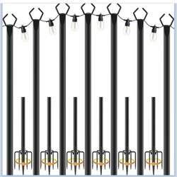 7 Pack String Light Poles,Metal Poles