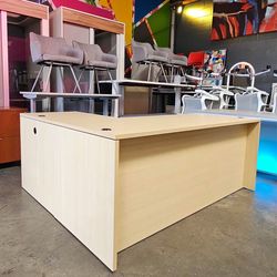 72 x 60” Cherryman Light Maple L Shape  Office Desks