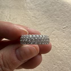 Lab-Grown Diamond Three-Row Anniversary Ring 1 ct tw 10K White Gold Size 7