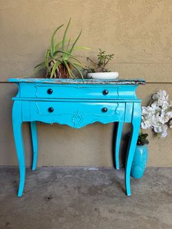 Garden Turquoise French Provincial Console Table