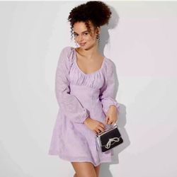Women's Bishop Long Sleeve Fit and Flare Dress - Wild Fable™ Violet L