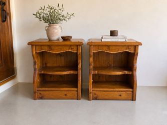 Pine & Linen • Pair of Solid Wood Nightstands