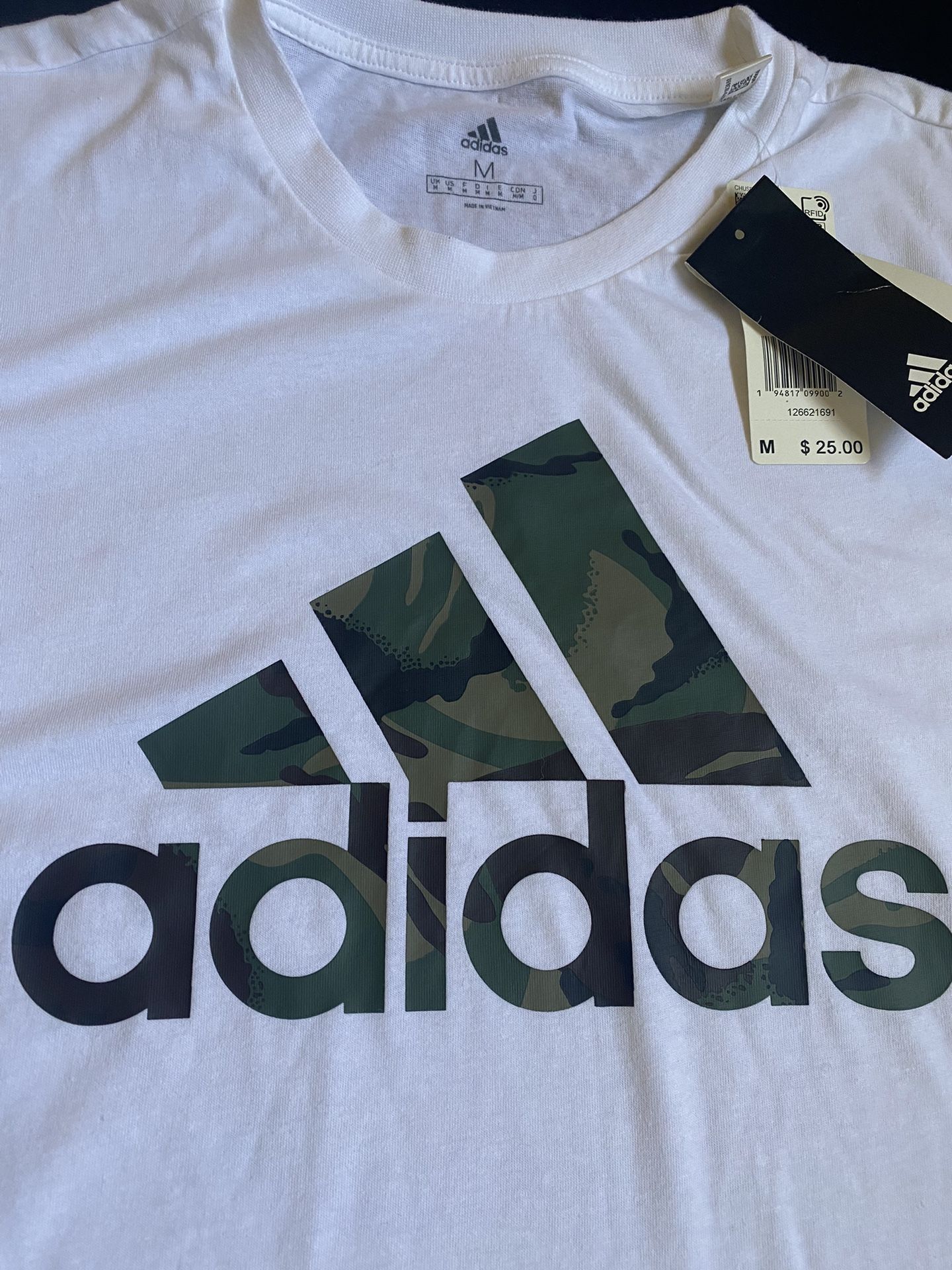 New ADIDAS Shirt White Camo Design Adult Medium
