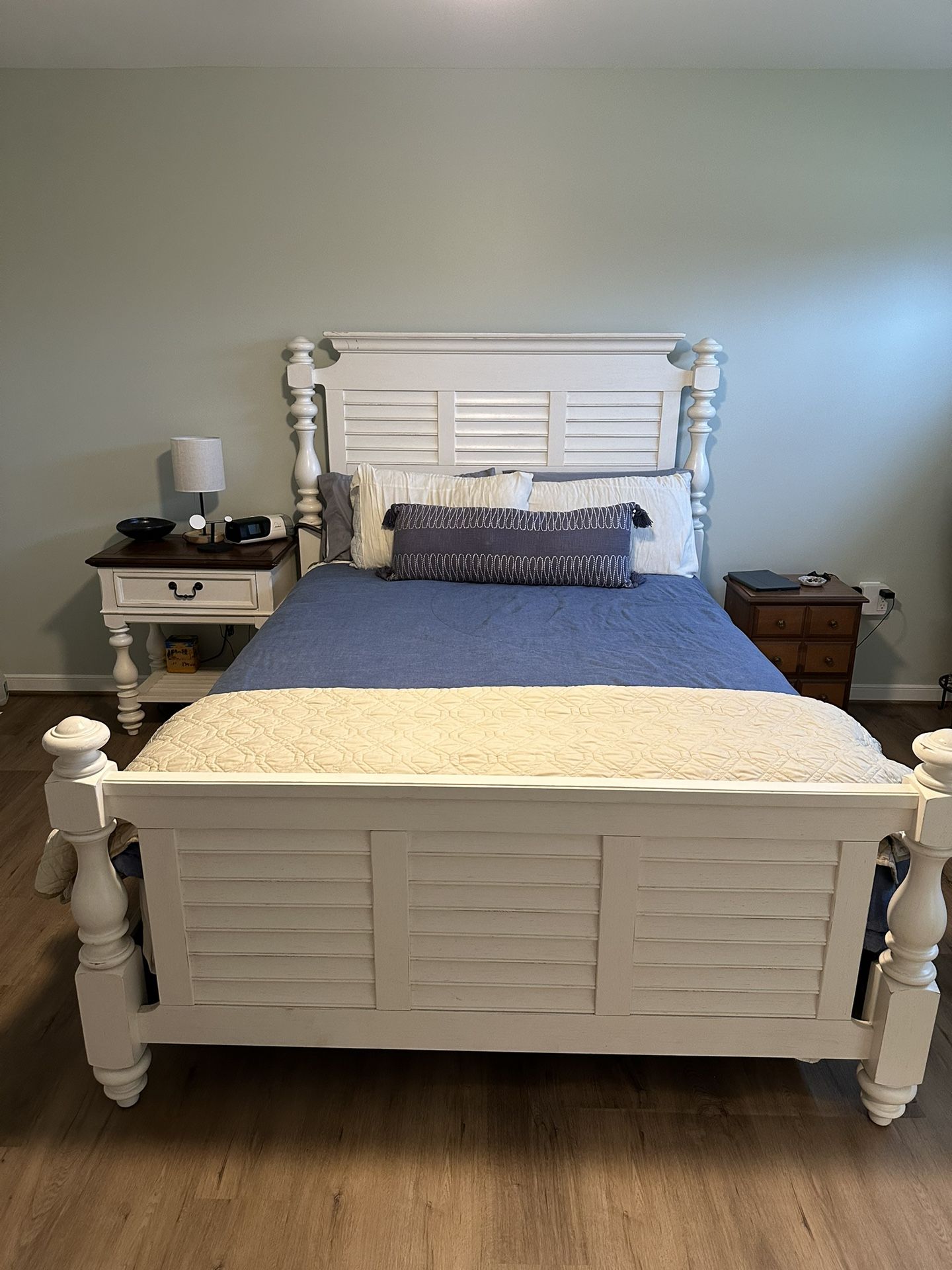 Queen Three Piece And Mattress/Box Spring