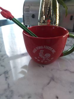 Big Siracha Coffee Mug With Chopsticks Brand New Thumbnail