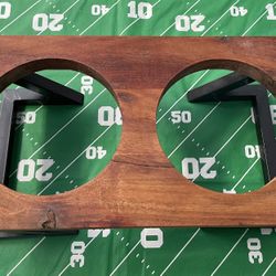 Wood & Metal Dog Bowl Elevated Stand-Holds 2 Bowls
