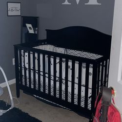 Black Wooden Baby Crib