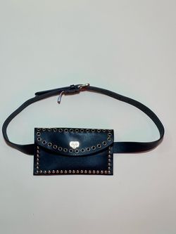 Black faux Leather Studded Belt Bag