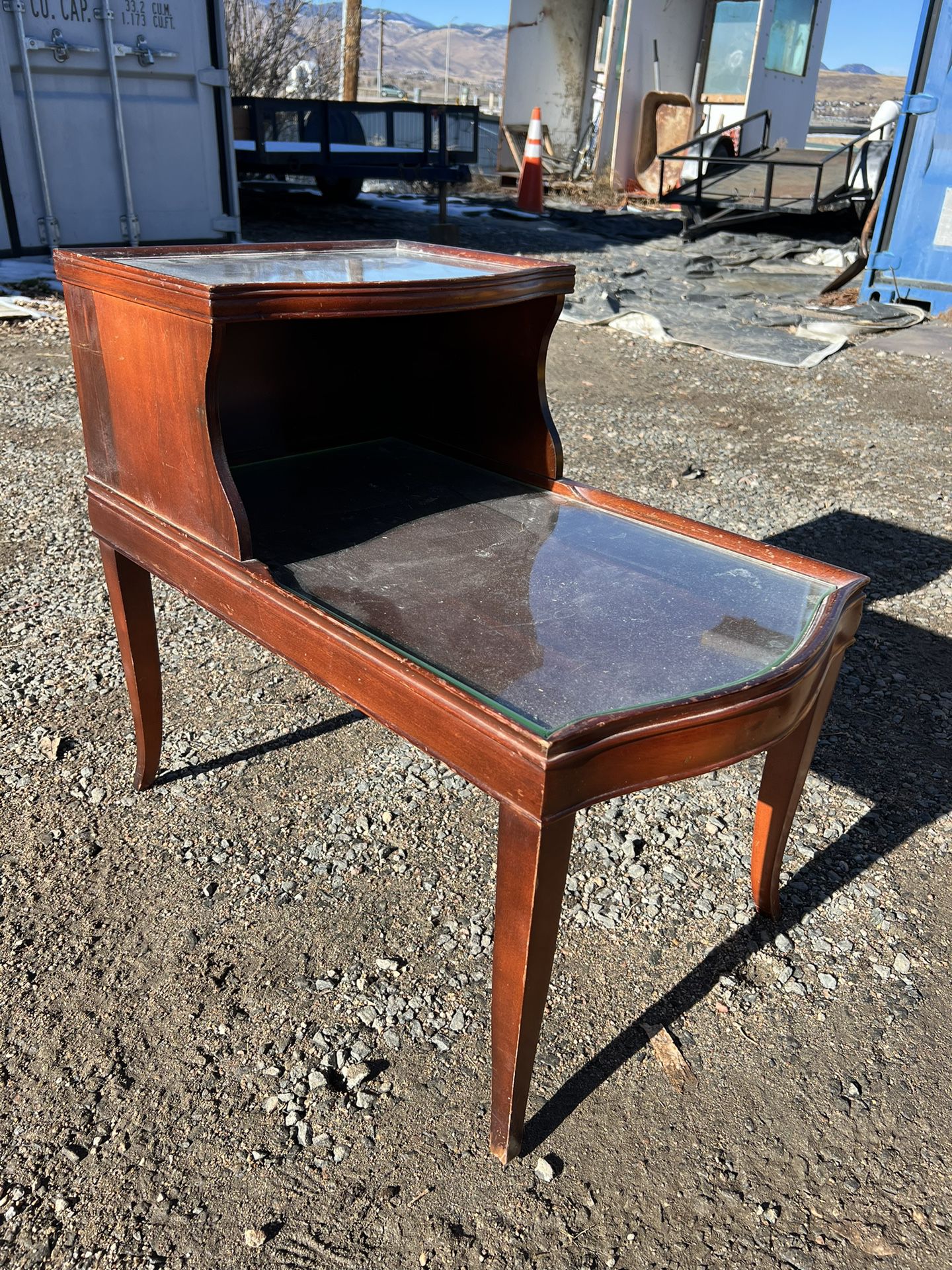 2 Tier End Table with Glass Tops 