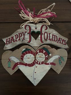 Vintage "Happy Holidays" Barn Wood Hand Crafted Wooden