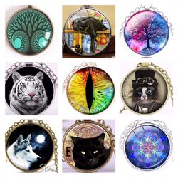 Cabochon Round Glass Dome Necklaces Assorted Lot (25) pcs 