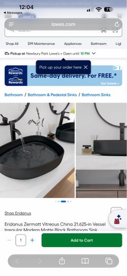 Eridanus Zermatt Vitreous Modern Matte Black Bathroom Sink