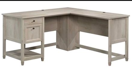 Modern L-Shaped Home Office Desk with Storage – Natural Oak Finish