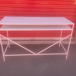 Crate And Barrel Knox Writing Desk All Metal Bright White Powder Coated Rod Iron 