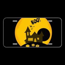 License Plate Novelty Car Front Haloween Background Card Postcard