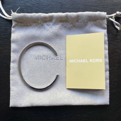 Michael Kors Silver Pave Open Bangle with Crystal detail