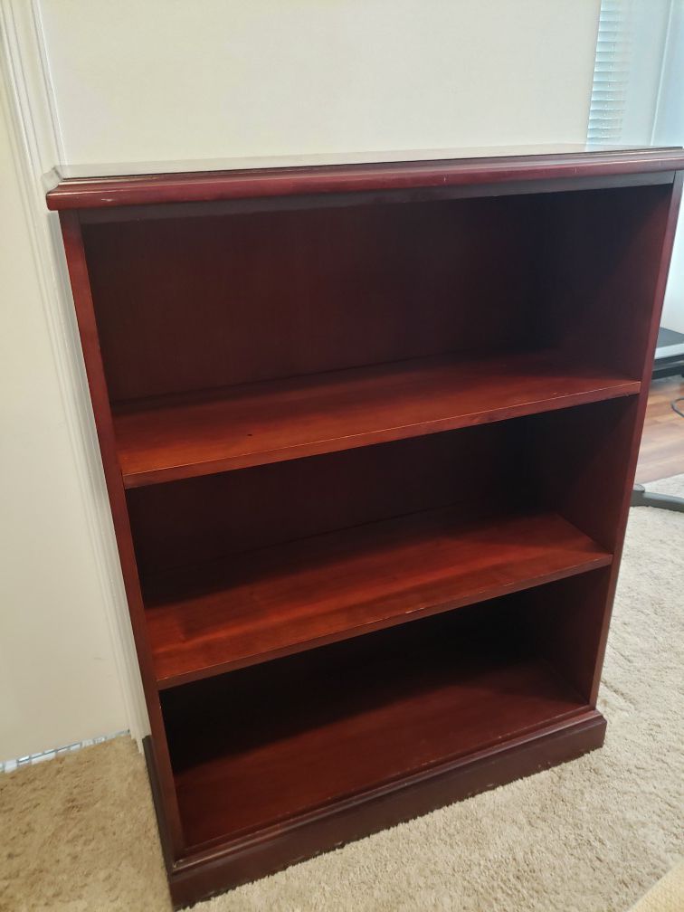 Real wood medium brown bookshelf