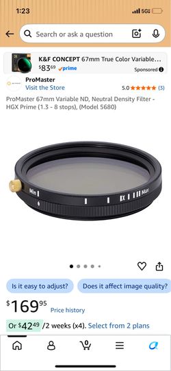 ProMaster 67mm Variable ND, Neutral Density Filter - HGX Prime
