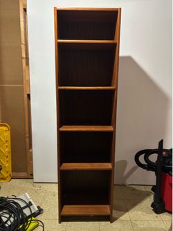 Tall Mid-Century Wood Bookcase / Shelving Unit