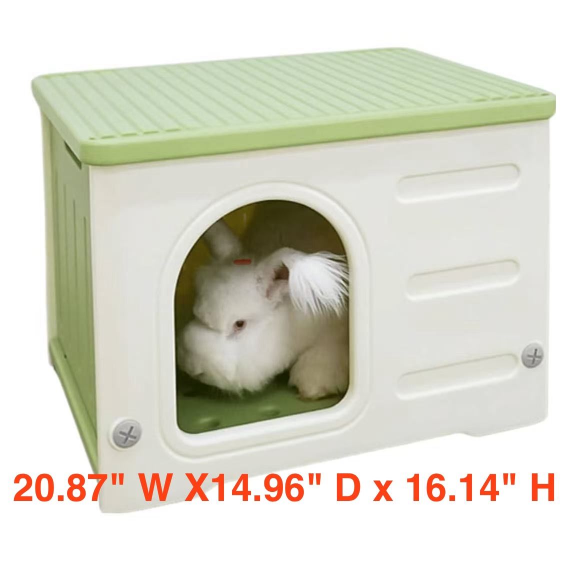 😀 Waterproof Rabbit House, Extra Large Plastic Bunny House, Sturdy Rabbit Bed for Small Pet Guinea Pigs Cats Kitty Puppy Chinchilla, Spacious, Green