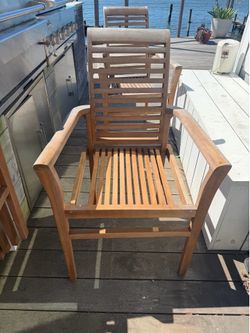 6 stackable teak chairs