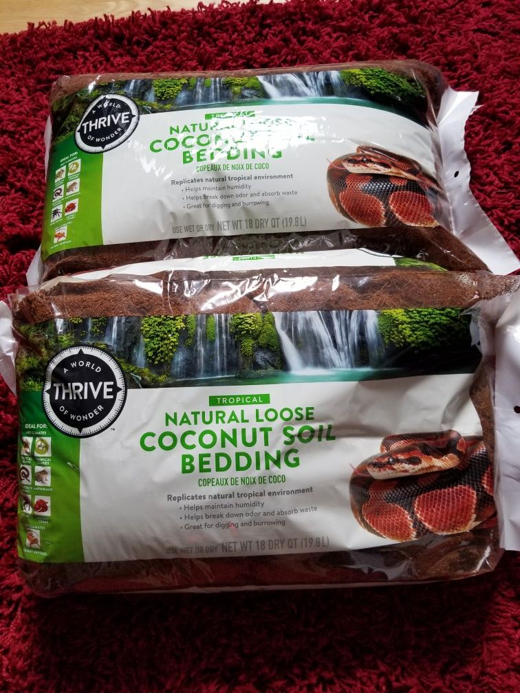 Coconut bedding $20 each or both for $35. Giant size huts $15. each