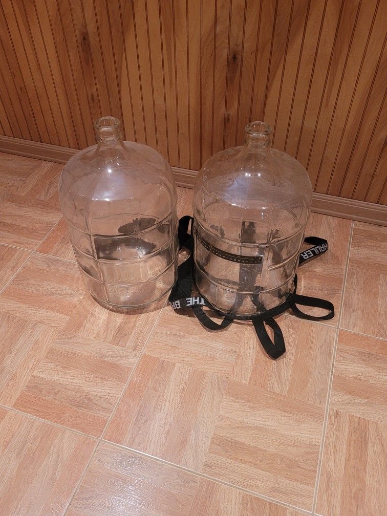 (2) 5 Gal Glass Car Boys