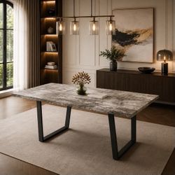 Modern Dining Table For 4-6 Persons, 62.9-inch Rectangular Wooden Dining Table.