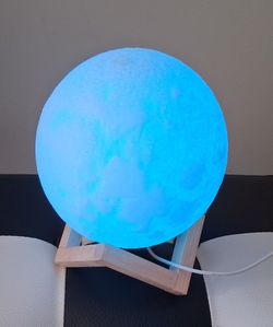 Moon Lamp with Wooden Stand