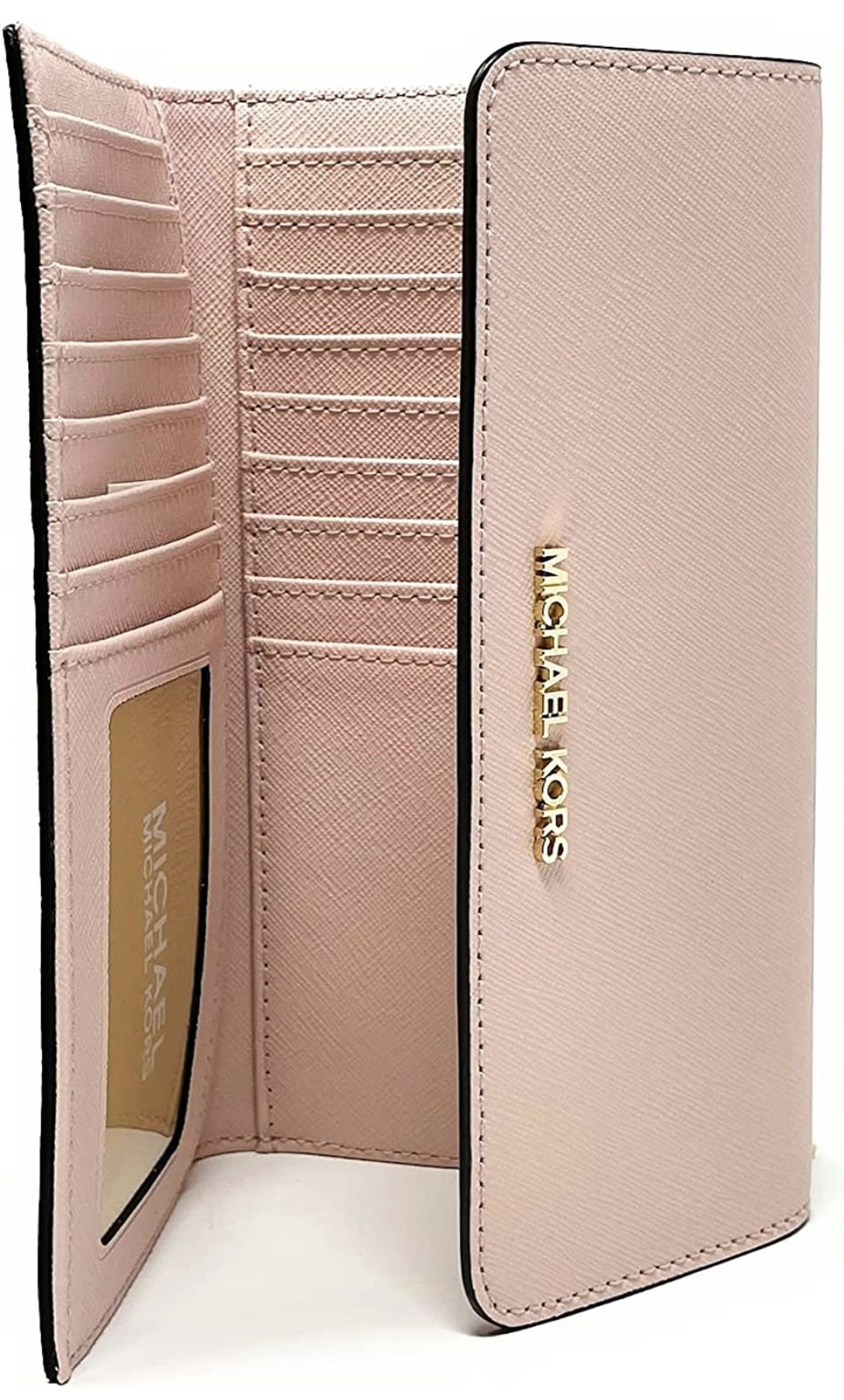 Michael Kors Women's Jet Set Travel Large Trifold Wallet Powder Blush