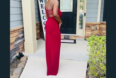 One-Shoulder Burgundy Evening Dress