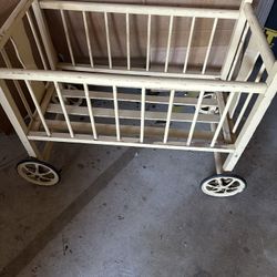 Vintage Rolling Doll Cradle
