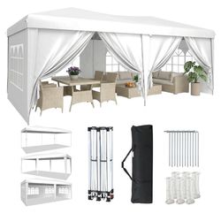 New In Box!! 10x20 Pop Up Canopy Tent with 6 Removable Sidewalls,