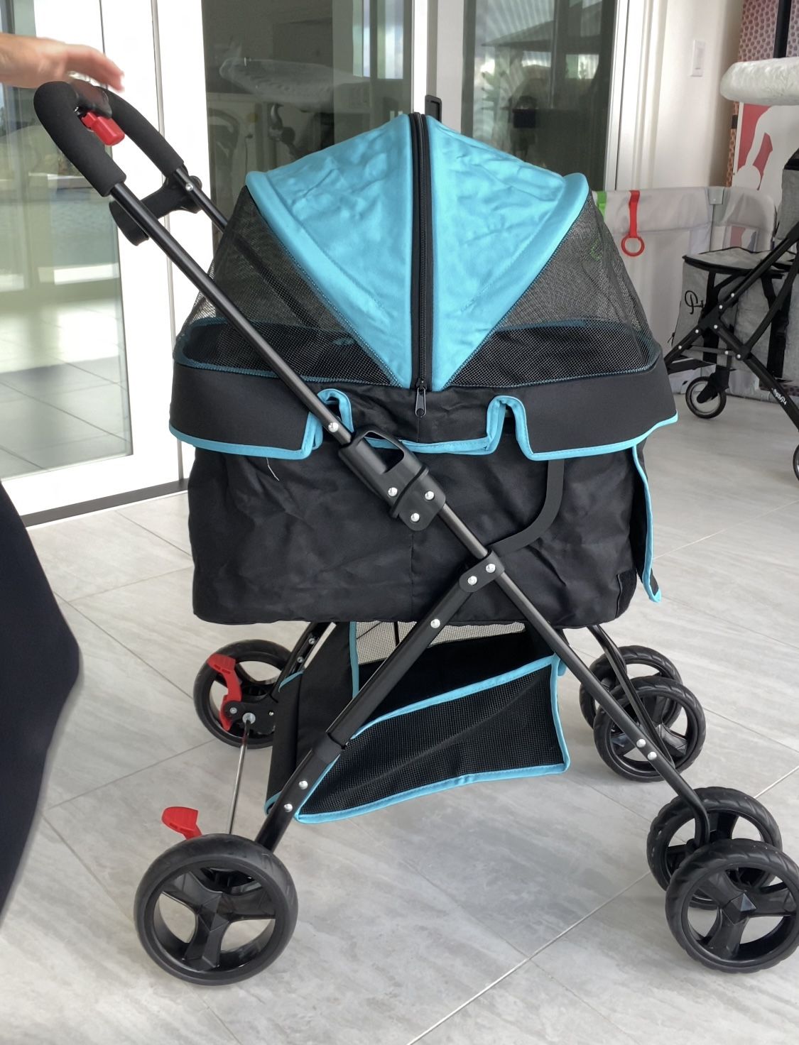 Swift Pet Stroller In Black And Blue For Dogs, Cats And Small Animals Up To 45 Pounds