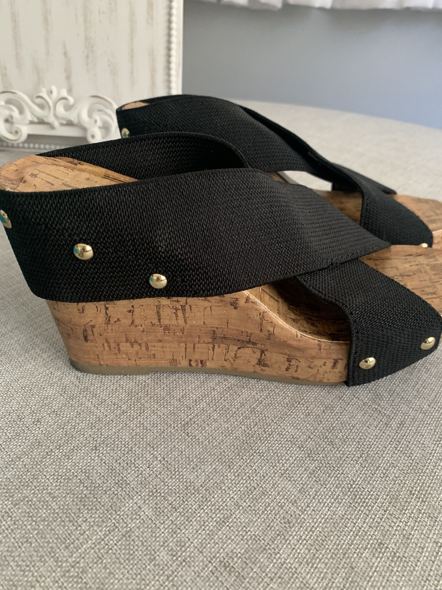 Summer Cork Heel Black - Size 6.5